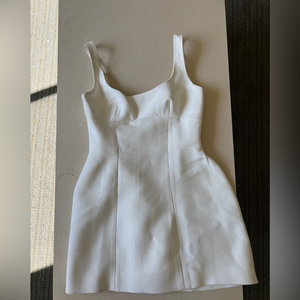White Mini Dress with Square Neck BRIDES + GRADUATION DRESS